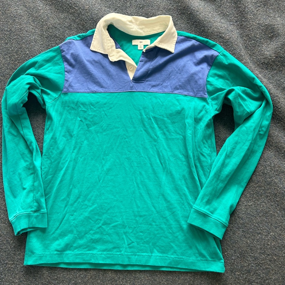 BP. Color Block 80’s Style Collared Tee/Long Sleeve Polo